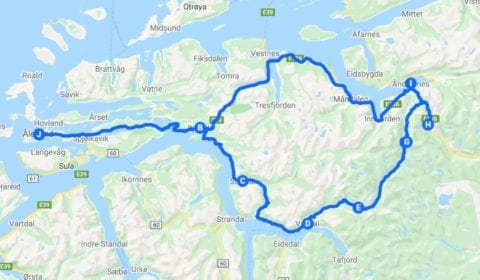 Google cartina del tour Ålesund dai Fiordi ai Troll