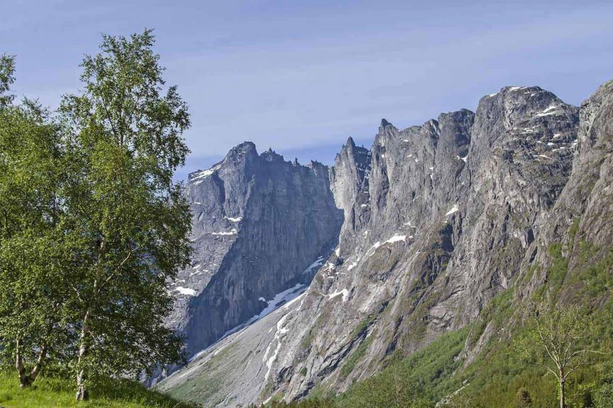 europes tallest vertical rock face, the troll wall, with rugged