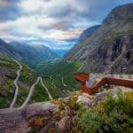 The view point on the top of the Troll Road with a spectacular view over Trollstigen and the green valley