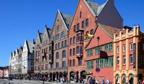 UNESCO's Hanzestad Bryggen in Bergen, Noorwegen