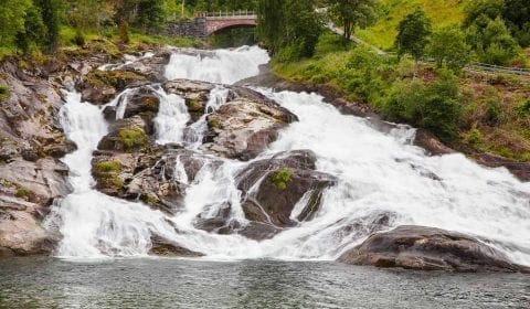 Spectacular waterfall in Hellesylt, Norway