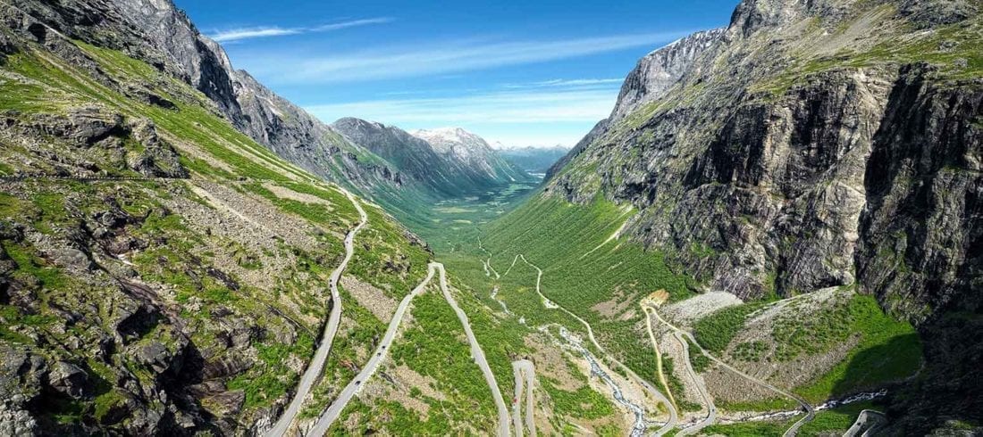 Trollstigen, or Troll Road, and its 11 hairpin bends