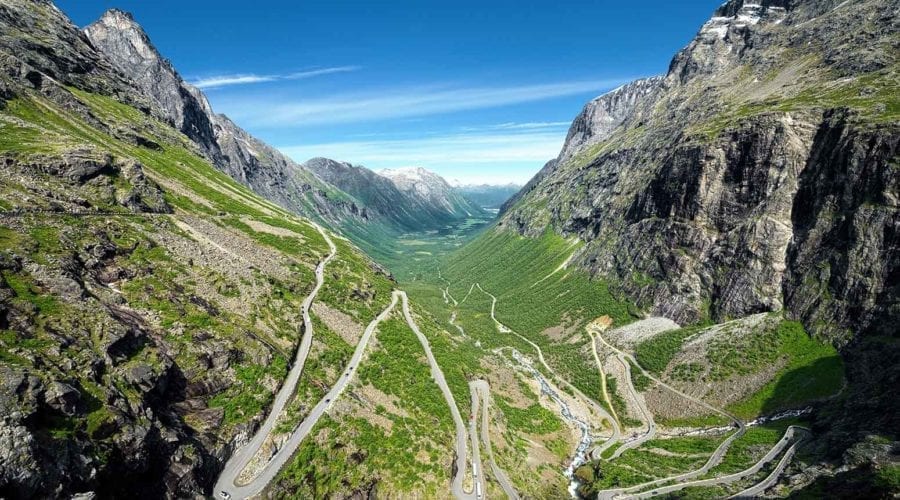 Trollstigen, or Troll Road, and its 11 hairpin bends