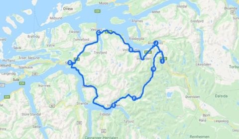 Google cartina del tour Åndalsnes Privato dai Fiordi ai Troll