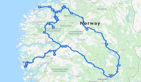 Google cartina del tour Bergen 10 Giorni di Meraviglie Norvegesi