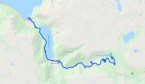 Google cartina del tour Eidfjord Privato un Giro Turistico Eccezionale