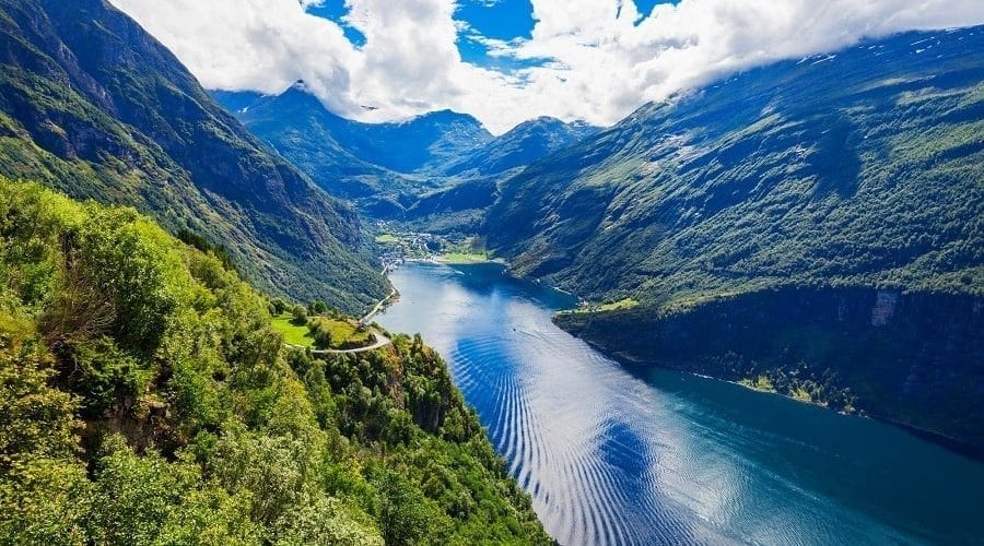 Geirangerfjord on a sunny day