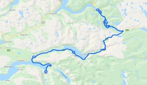 Google mapa del tour Olden Privado la Experiencia Majestuosa del Geirangerfjord