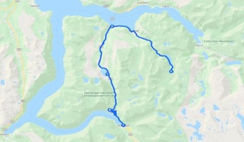 Google mapa del tour Geiranger Privado la Tradicional Granja de Herdal