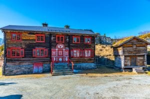 Old architecture at the Sverresborg Trondelag Folk Museum in Trondheim, Norway.