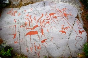 Some of the ancient rock carvings at the UNESCO World Heritage site of Alta, Norway.