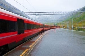 The Nordland line on the tracks in Norway.