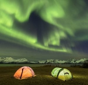 Aurora Borealis (the Northern Lights) in Lofoten, Norway.