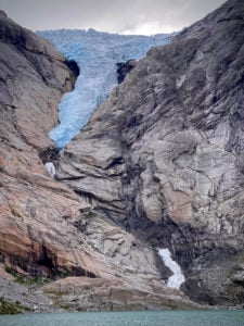 A view of the beautiful Briksdal glacier, an arm of the Jostedal glacier in Norway.