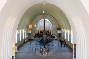 A view of a viking ship in the Viking Museum in Oslo