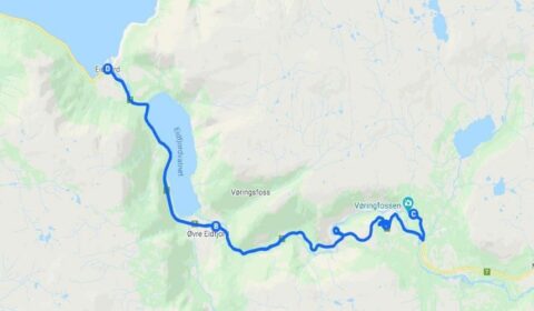 Google mapa del tour Eidfjord una Visita Turística Excepcional