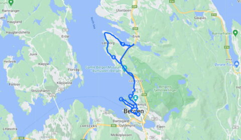 Google mapa del tour Bergen una Visita Turística Excepcional